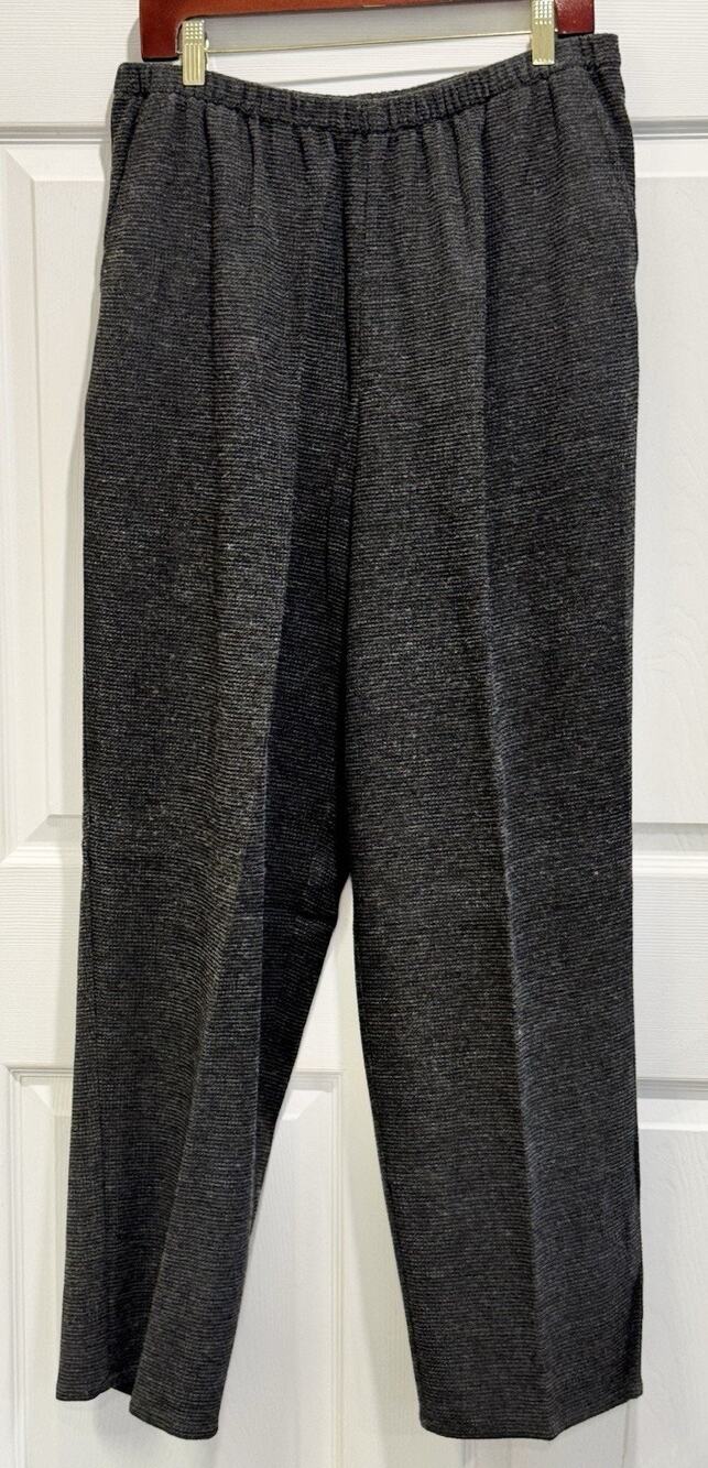 Eileen Fisher Women's Sz Large Gray Textured Cotton Elastic Waist Pants Travel